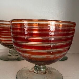 Elegant Red and Orange Striped Blown glass large glasses